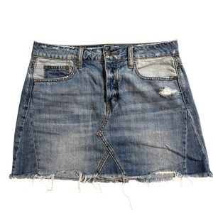 American Eagle Outfitters Denim Mini Skirt Distressed Frayed Hem Blue Size 4